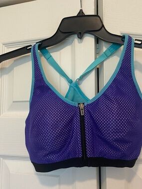 Victoria's Secret Purple and Teal Front-Zip Sports Bra